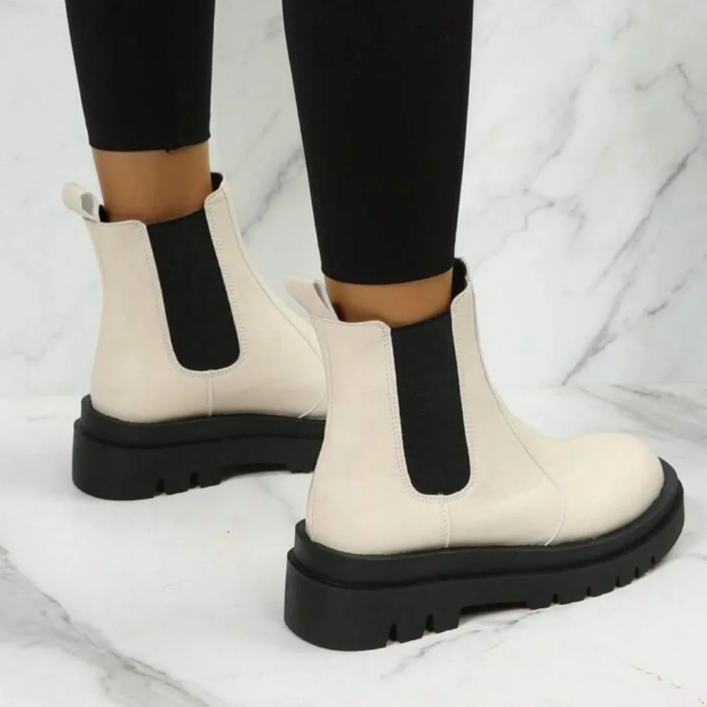 Women Lug Sole Platform Ankle Boot Combat Comfortable Chelsea Booties Size 8 NIB - Picture 3 of 8